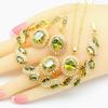 Новый Браслет Золотого Цвета Оливково-Зеленый Цирконий Ювелирные Наборы Для Женщин Свадебный Браслет Серьги Ожерелье Подвеска Кольца