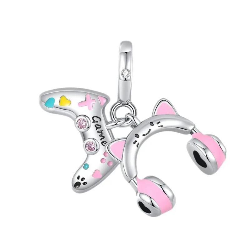 Снова в школу Медные шармы Сумка Наушники Кубик Рубика Часы Игровая консоль Бусина Подвеска Подходит для браслета Ожерелье Ювелирные изделия