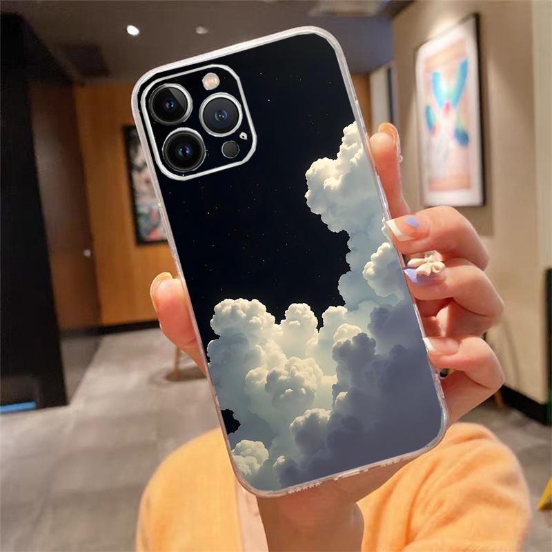 Чехол для телефона Облачная Луна Звездная Ночь Carcasa Funda Для iPhone 17 Pro Max Air 16 15 14 13 Pro Max 15 16 Pro 15Plus Чехол