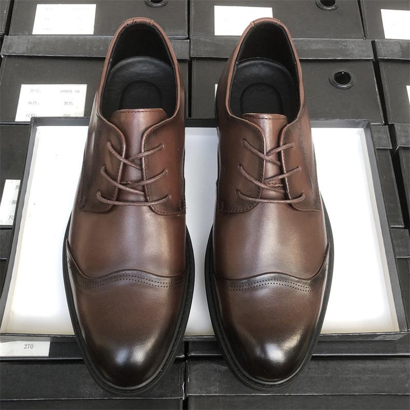 Мягкая подошва Мягкие кожаные туфли Мужские деловые деловые кожаные дышащие повседневные рабочие туфли Мужские свадебные туфли для жениха Мужские кожаные туфли