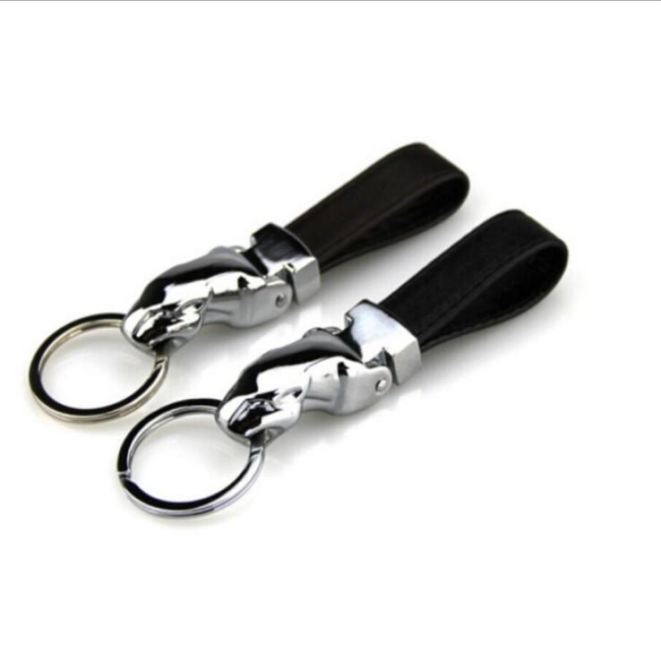 Hyundai Leather Keychain - Zinc Alloy Leopard Head Buckle