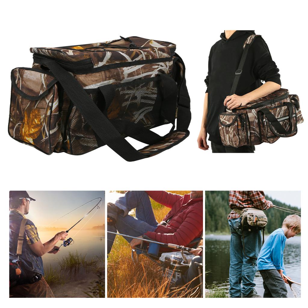 Сумка из ткани Оксфорд Большой вместимости Многофункциональная наплечная сумка Карманы для хранения рыболовных приманок