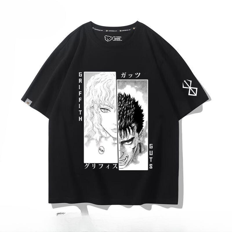 Футболка из 100% хлопка с фирменным принтом воинов аниме Berserk Guts летняя мужская повседневная уличная одежда с короткими рукавами