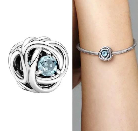Медные twelve month birthstone сердце вечность шармы бусины кулон подходят к оригинальному браслету для женщин тонкие ювелирные изделия
