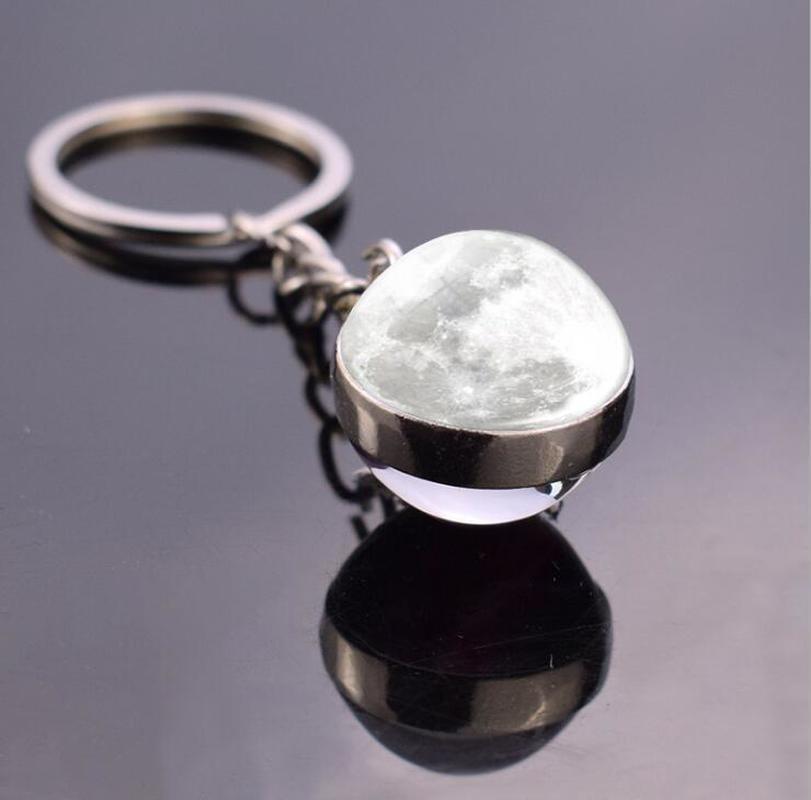 Solar System Planet Keyring Galaxy Nebula Space Keychain Moon Earth Sun Mars Art Picture Double Side Glass Ball Key Chain