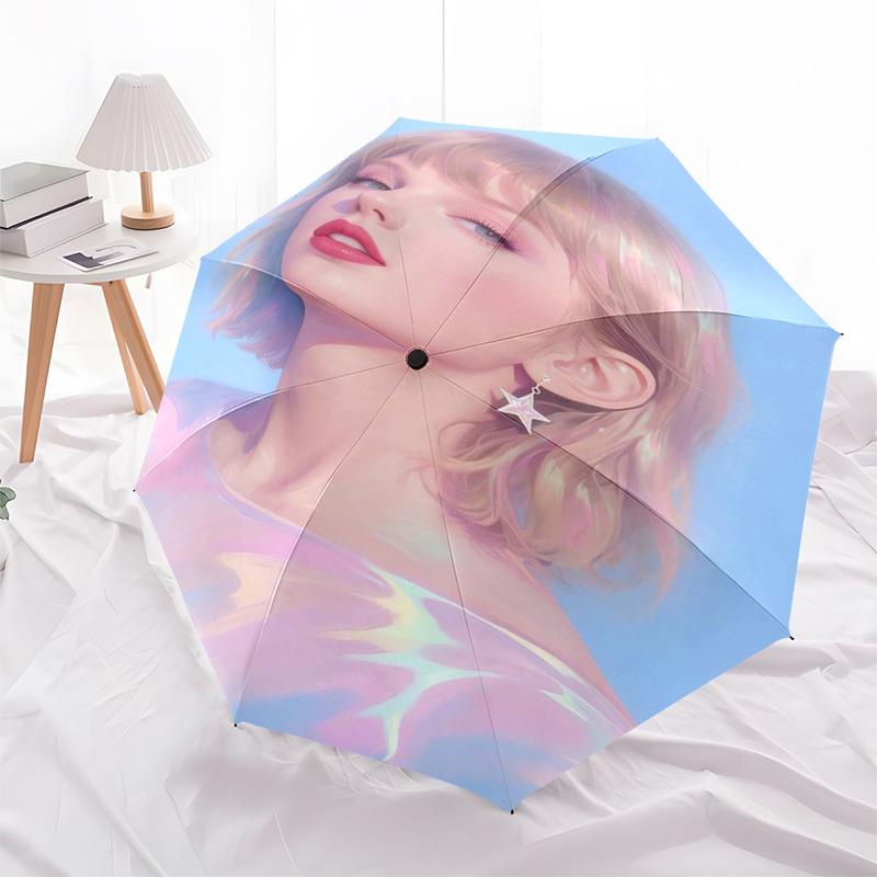 Taylor Swift Themed Automatic Opening and Closing Umbrella, Compact Travel Umbrella, Lightweight and Portable, Suitable for Beach Commuting