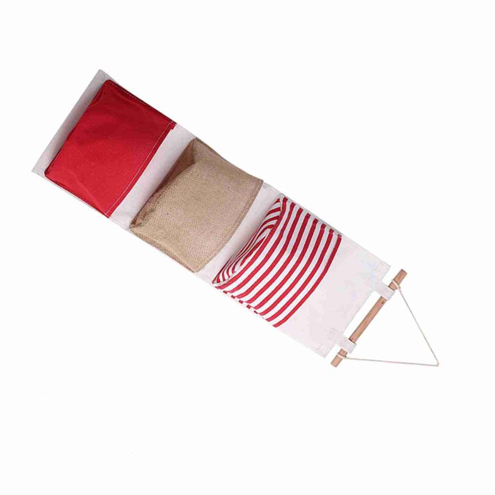 3Layer Design Hanging Storage Bag Cotton Linen Fabric Wardrobe Hanging Bag  Door Hanging