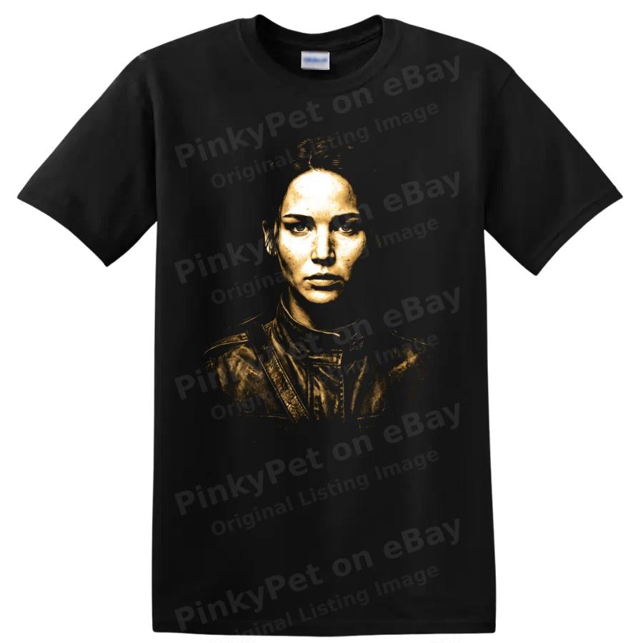 Dystopian Heroine Portrait T Shirt Gold Warrior Movie Fan Graphic Tee Gift Idea