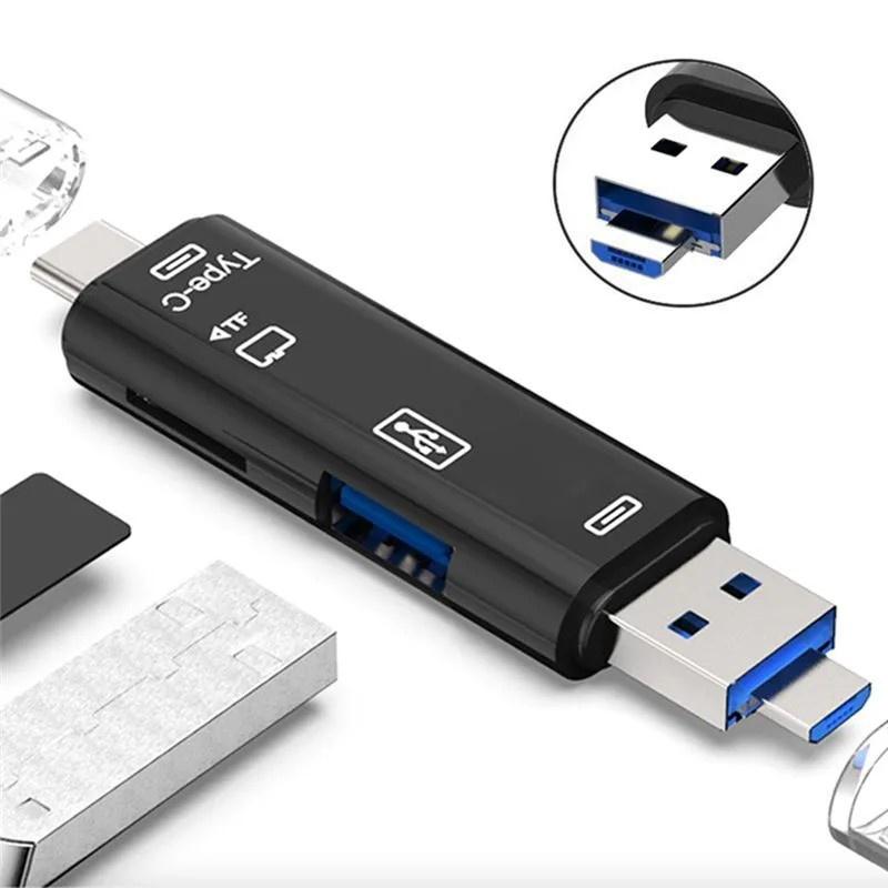 5-в-1 Многофункциональный USB 2.0 Type C / USB / Micro USB / TF / SD Картридер OTG USB-ридер Адаптер для карт Аксессуары для мобильных телефонов