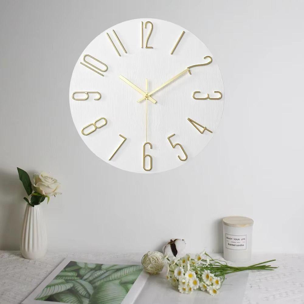 12inch Wood Grain Clock Silent Decorative Wall Clock Elegant Wall Hanging Clock Bedroom