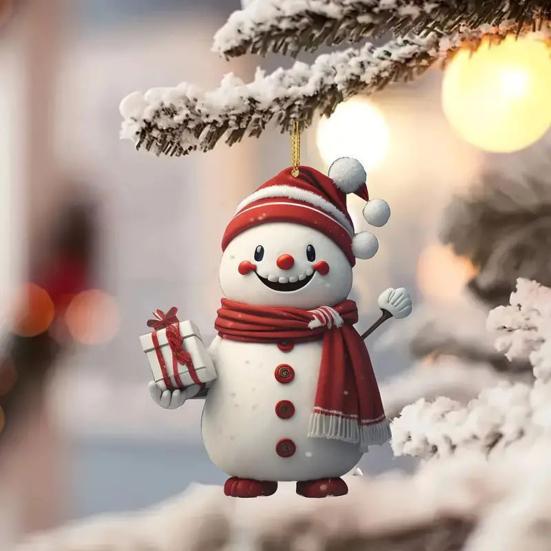 Рождественский подвесной орнамент акриловый мультяшный стиль кулон с шнурком