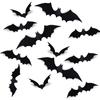 44Pcs 3D Black Bat Wall Sticker Halloween Decoration DIY Halloween Party Decor For Window Home Door Scary Props Party Supplies