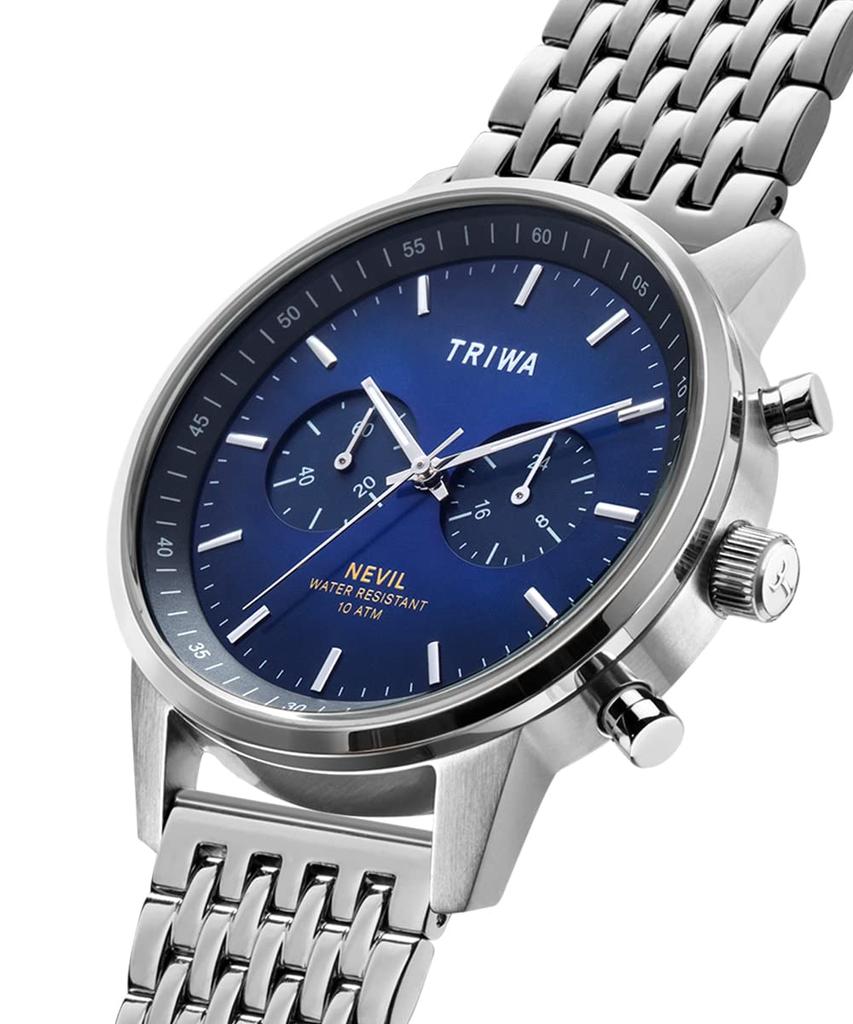 Часы TRIWA NEVIL Chronograph Blue Dial Silver Links Belt Bracelet Regular Import Sweden Scandinavia Design Mens NEST130-BR021212