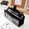 Fresh Color Stationery Bag Transparent Mesh Pencil Case for Middle School Students Large Pouch Capacity Multilayer Storage with Compartments