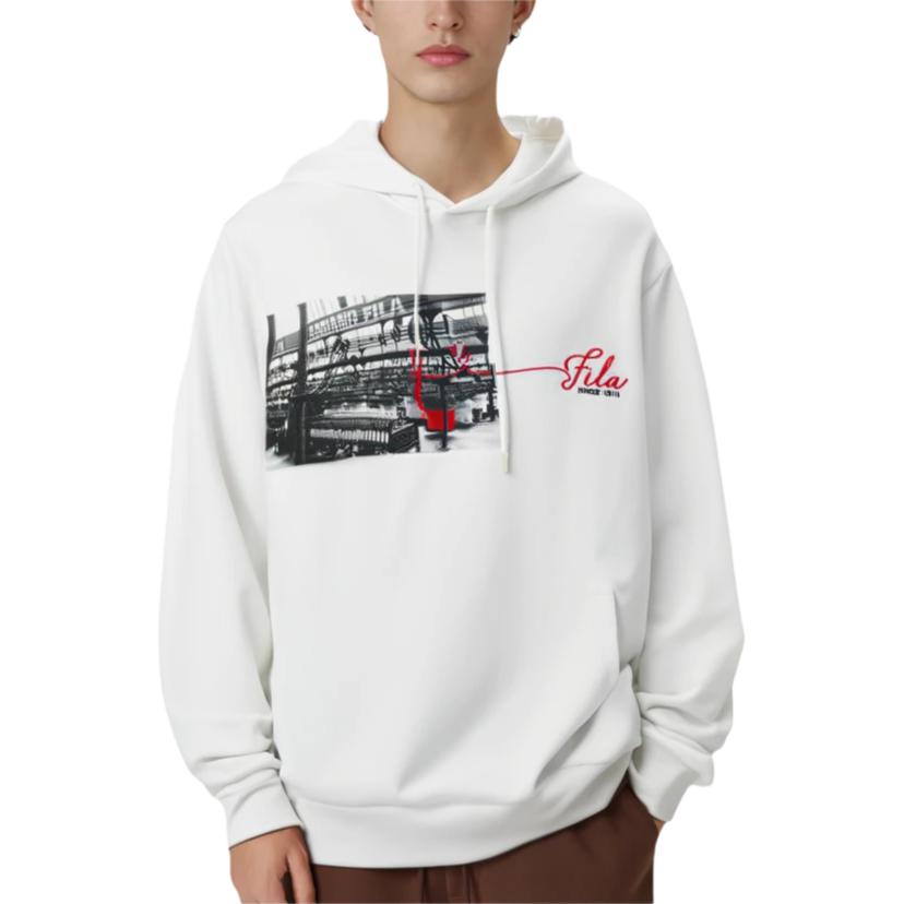 Fila Мужское худи свободного кроя с принтом, белое F11M111219F-WT
