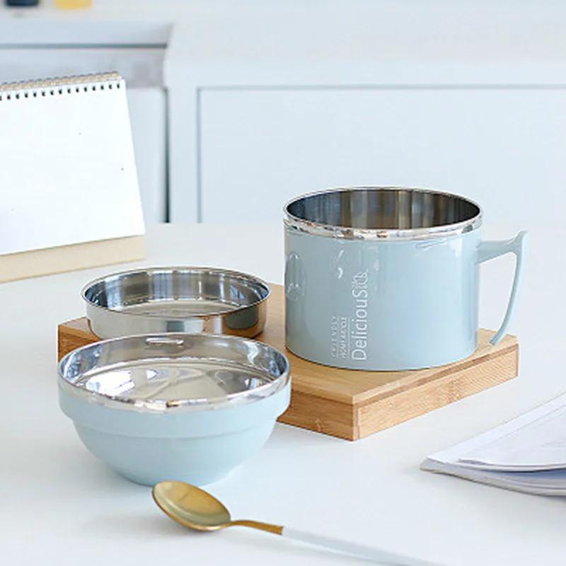 1200 мл ланч-бокс еда бенто-бокс нержавеющая сталь 2 слоя микроволновая печь пищевой контейнер миска риса суповые миски миска для лапши быстрого приготовления