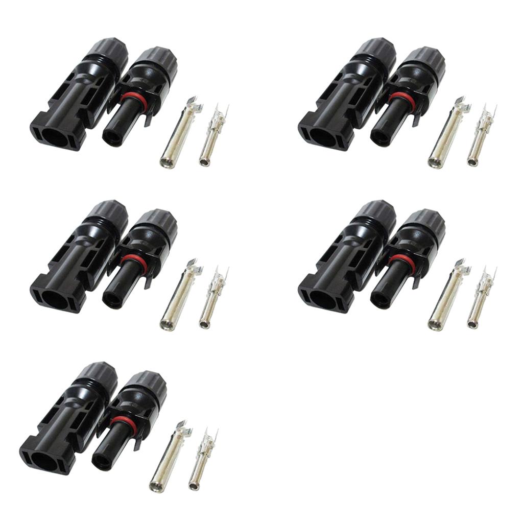 5 пар мужских/женских кабельных разъемов для солнечных панелей с двойными уплотнительными кольцами для лучшего водонепроницаемого эффекта IP67