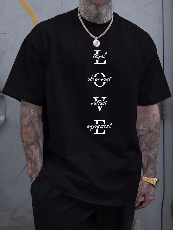 Unisexs Vintageinspired Fashion Tshirt With Geometric Lettering Knit Polyester Blend Regular Fit Crew Neck Short Sleeve Pe