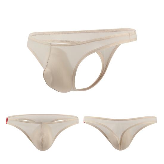 Men Briefs T Shape Thin High Elasticity Solid Color U Convex Pouch Male