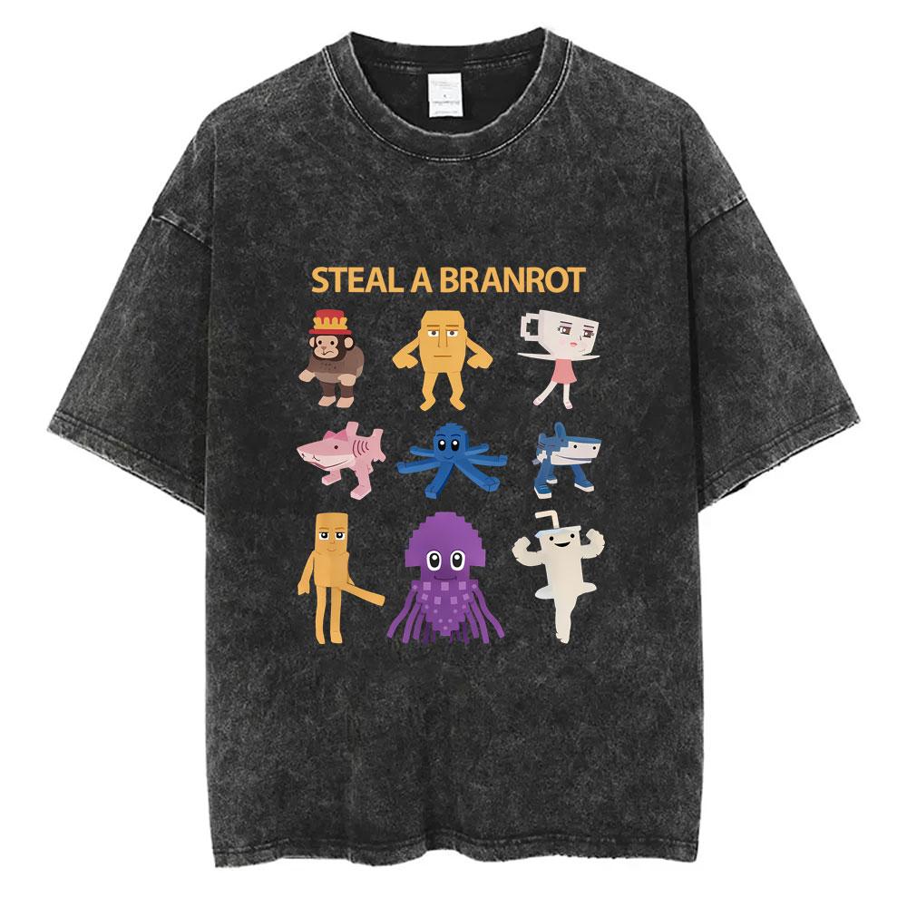Funny Italian Brainrot Six Seven  Number Vintage Washed Tshirt Bruh Steal A Bratnrot Meme T Shirts Men Women Humor T Shirt