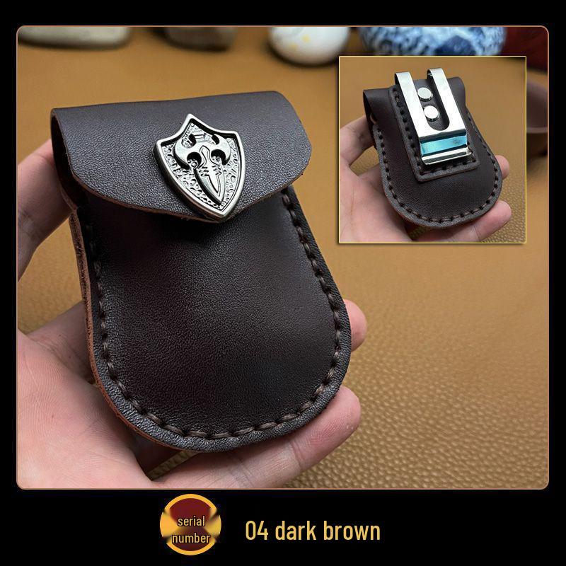 Многофункциональный чехол из кожи Crazy Horse: Стальной планшет, Сумка для ключей, Держатель для очков, Подсумок для зажигалки