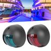 12V Round LED Navigation Light Waterproof Starboards Port Lamp for Marine Boat Yacht Black Housing RedGreen