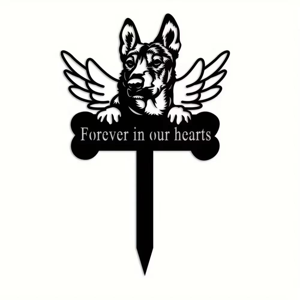 Charming 1pc Iron Art Dog Grave Marker - Memorial Stake At Christmas. Heartwarming Memorial Gifts for Losing a Pet