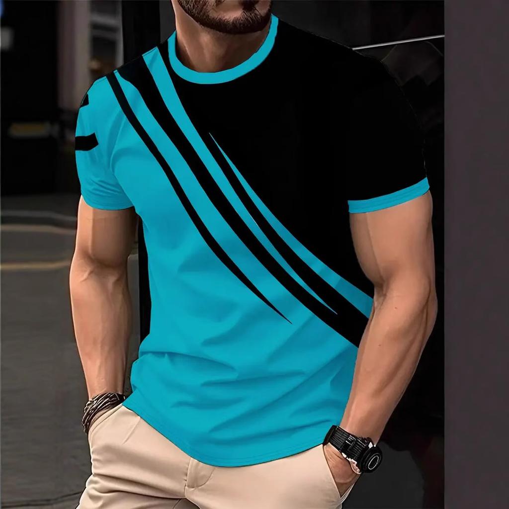 Мужская уличная полосатая футболка, модная повседневная забавная футболка с круглым вырезом, новая летняя футболка с 3D-цифровой печатью
