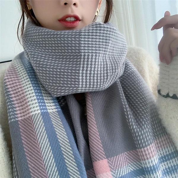 WTEMPO Женские осенне-зимние милые ветрозащитные шарфы в стиле ретро, элегантные, в клетку, с принтом в виде маленьких сердечек, рождественские, новогодние, теплые, с кисточками, подарки