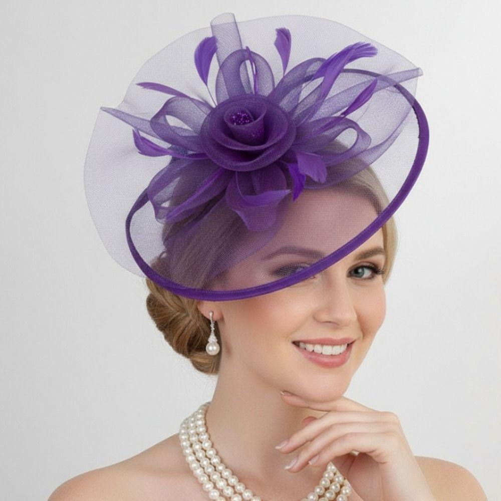 Elegant Feather Fascinator Hat French Tea Party Hat Hair Clip Vintage Kentucky Hat Photography