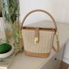 Korean Ins Casual Woven Straw Woven Bag Women's New Vacation Style Fashionable Handheld Crossbody Bag Bucket Bag