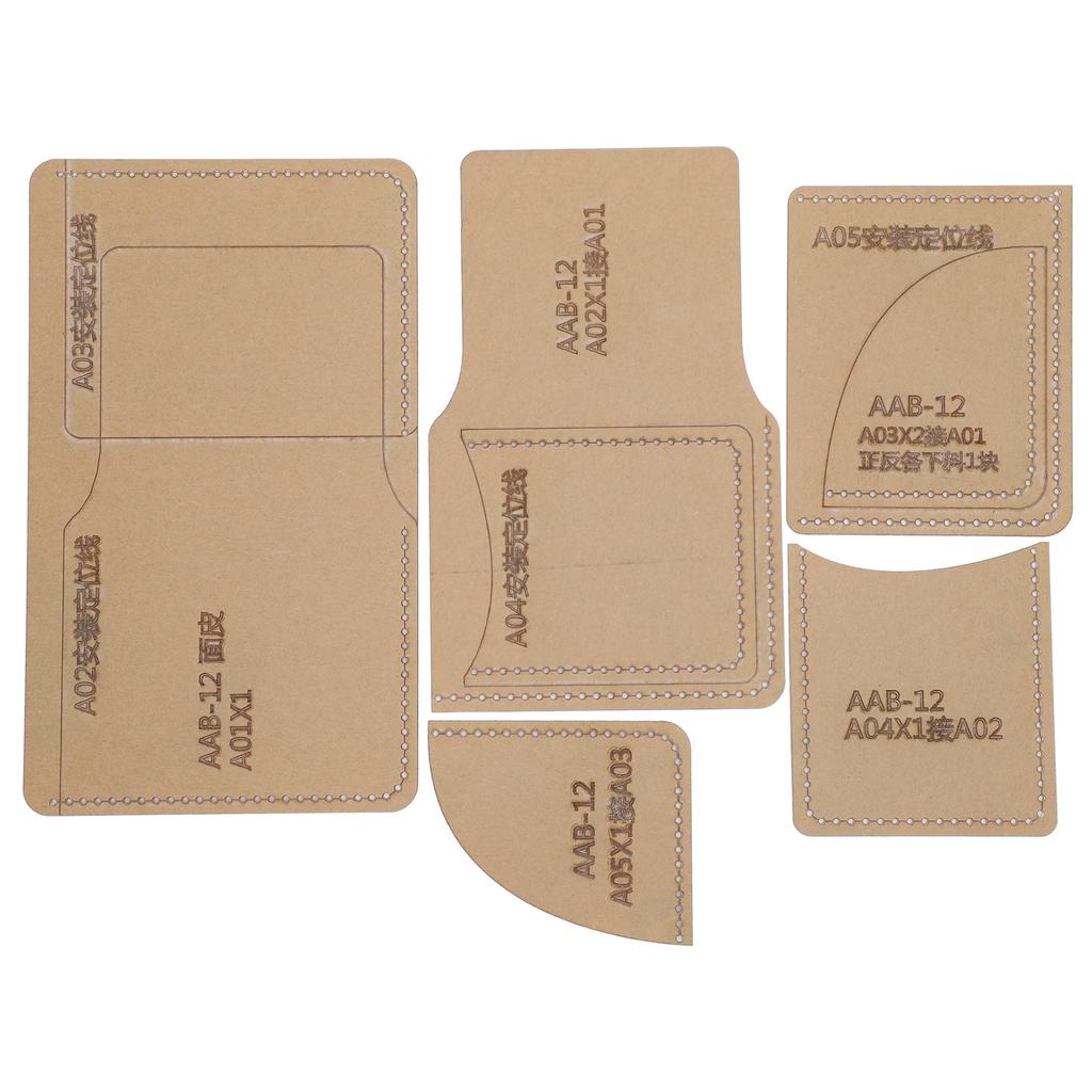 5Pcs Acrylic Template DIY HandMade Short Wallet Leather Pattern Mold Craft Tools