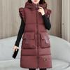 Плюс размер L-6XL женский теплый жилет зимняя длинная верхняя одежда с капюшоном модные толстые безрукавки парки для женщин куртки