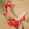 Мода Новые женские туфли на высоком каблуке Летние новые модные шлепанцы с квадратным носком Сандалии Дизайнерские открытые туфли с открытой пяткой Женские туфли-лодочки