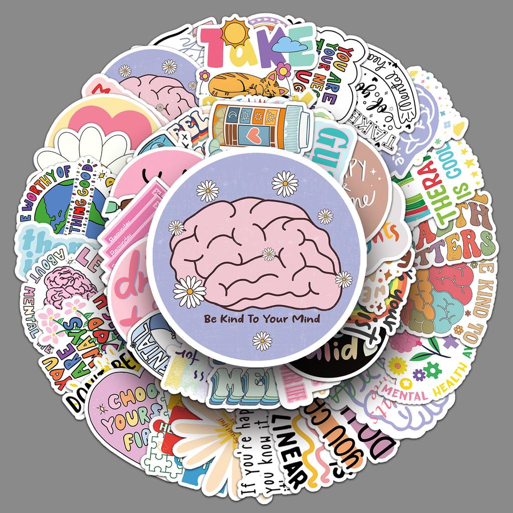 50 Mental Health Graffiti Stickers Personal Depression English Slogan Decorative Water Cup Mobile Case Stickers