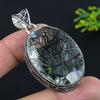 Black Rutile Gemstone Handmade 925 Sterling Silver Jewelry Pendant 2.29" Y5C21