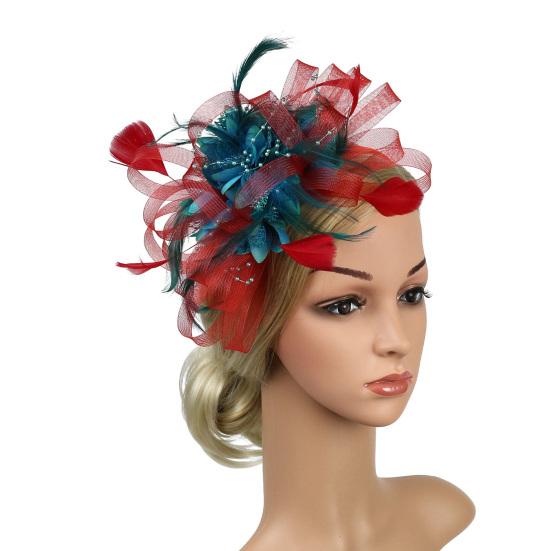 Feather Mesh Solid Color Fascinator Hat Hair Clip Women Cocktail Wedding Party Bridal Hat Fascinator Hair Accessories