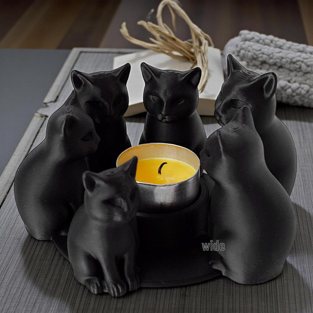3D Подсвечник-Основа в виде Кошки - Идеально для Атмосферы Обеденного Стола в День Святого Валентина (Свечи не включены)