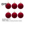 6Pcs Velvet Christmas Ball Ornaments Flocked Christmas Tree Ball Decoration Red Hanging Ball Ornament for Party Baby Shower Home Decor