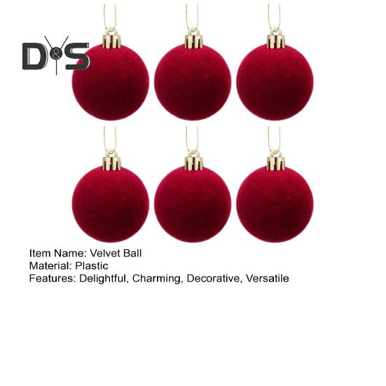 6 шт. бархатных рождественских шаров, флокированные рождественские елочные шары, красные подвесные шары для вечеринки, детского душа, домашнего декора