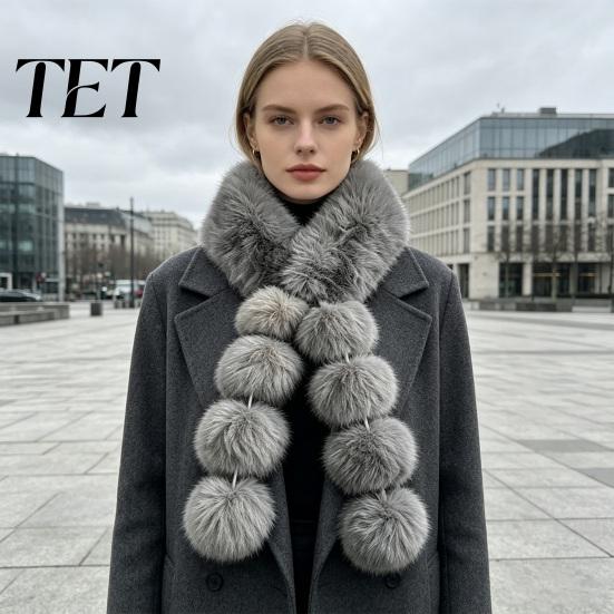 Convenient Magnetic Closure Scarf Women Faux Fur Scarf, Winter Neck Warmer with Buckle, Soft Fluffy Elegant Draping Design Plush Long Collar for Cold
