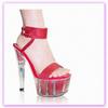 17Cm fish mouth fine high heel glitter crystal sandals women's summer simple waterproof table open-toe buckle thin women's shoes