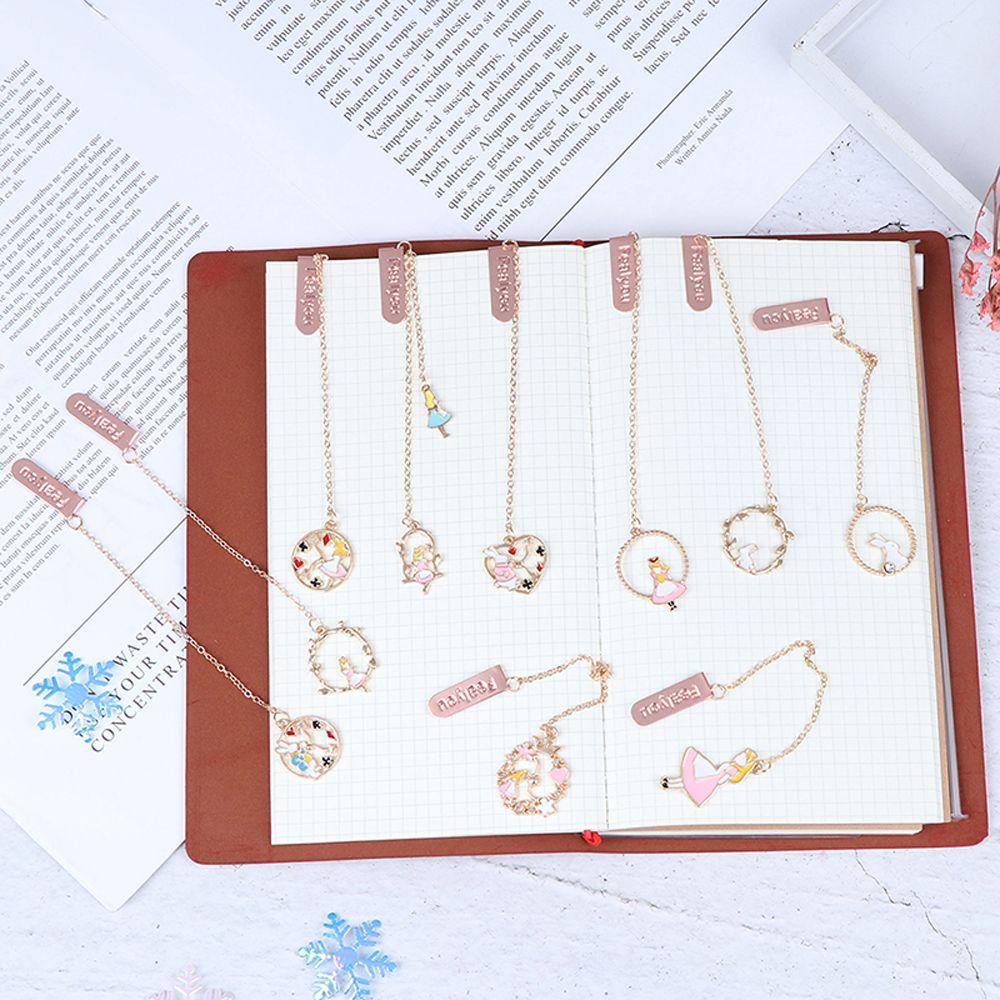 Office Supplies Cartoon Character Book Clip Peach Heart Pendant Pagination Mark Bookmarks Metal