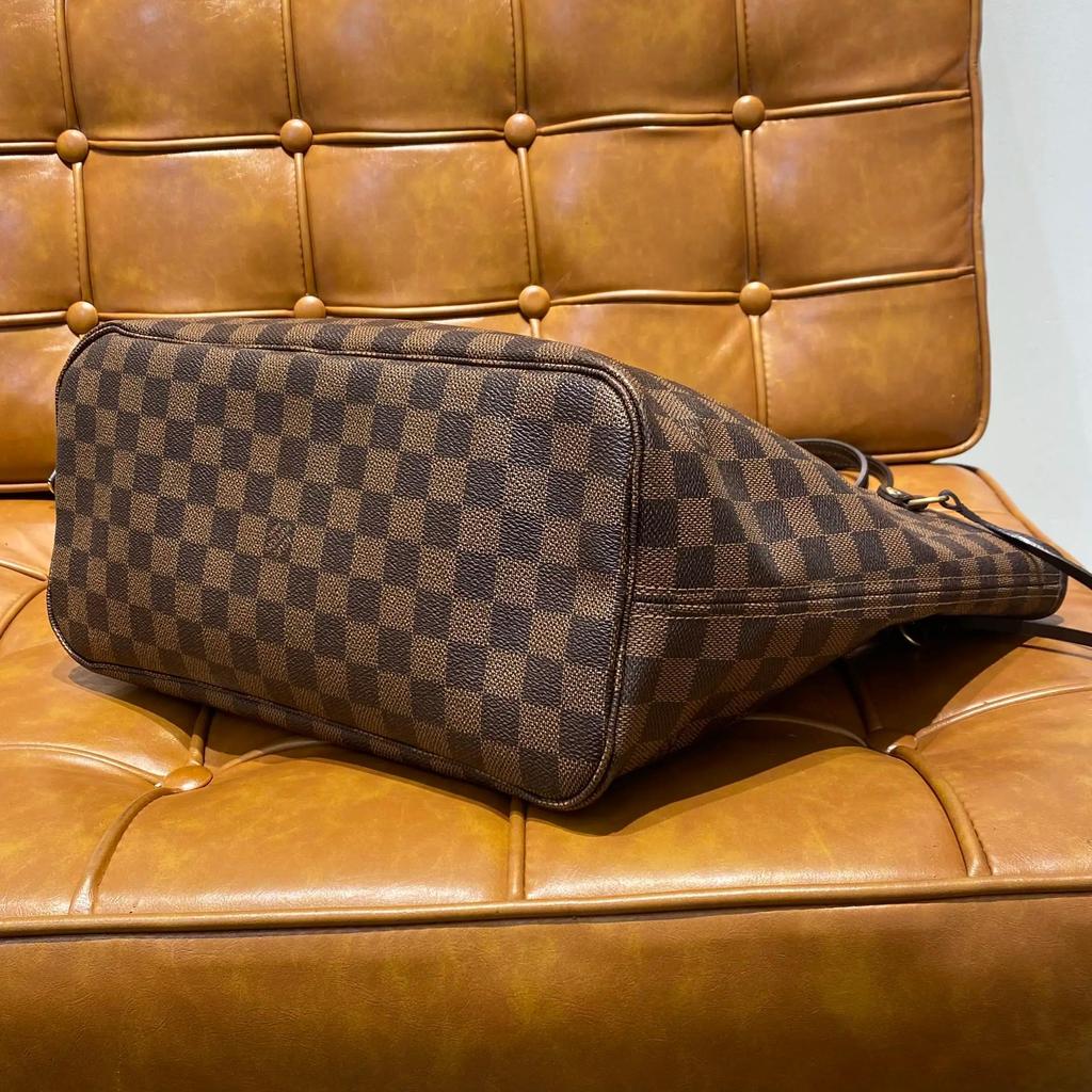 [Pre-Owned] Neverfull Mm Checkered Coated Canvas With Leather Trim Tote Bag - Excellent #XPCAA6
