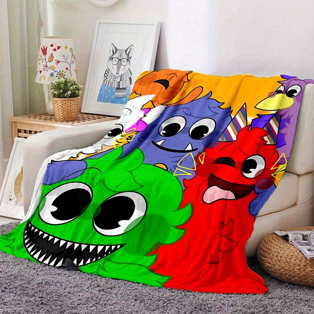 1pc Colorful,Monsters,Fun Digital Printed Flannel Blanket, Super Soft Plush Fleece Bed Cover, Multipurpose Four Seasons Hypoallergenic Quilt