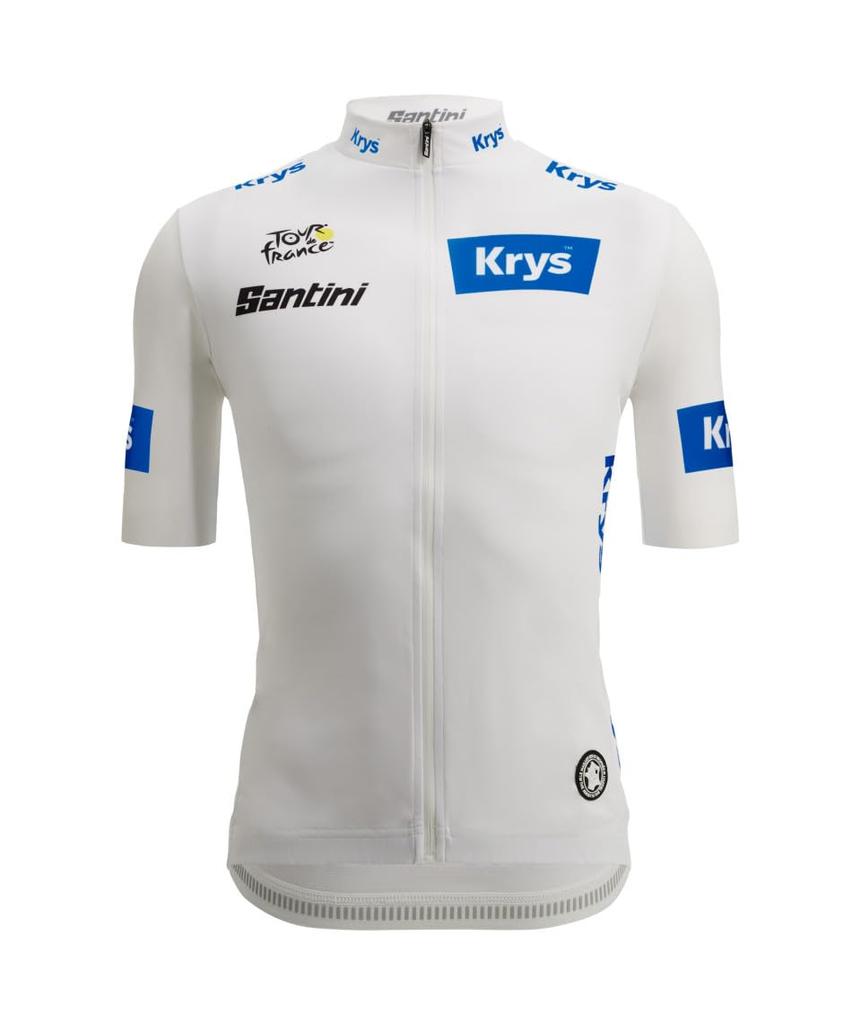 Santini Tour DE France-White Funline Cycling Jersey, Men's White Jersey, Size 3XL