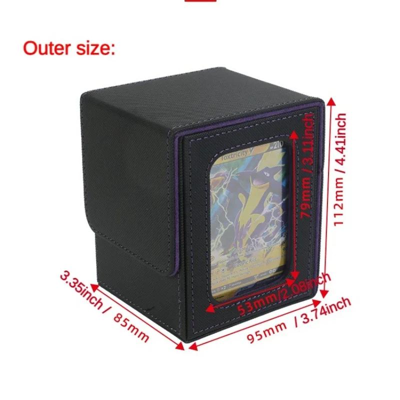 100+ Load Trading Card Deck Box with Window Design PU Leather Magnetic Closure Game Card Storage Box for YuGiOh MTG Sport Cards
