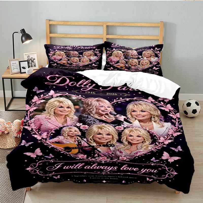 Dolly Memorial Tribute 3pcs Bedding Set,Including 1pc Duvet Cover And 2pcs Pillowcases Perfect Gift for Christmas,Ideal for Bedroom, Dormitory