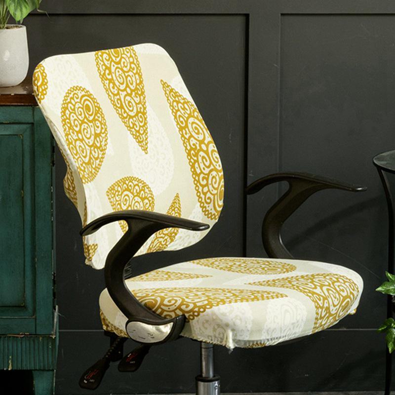 Чехол на вращающееся офисное кресло и подушку из эластичной ткани с принтом