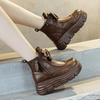 Ботильоны на толстой подошве, увеличивающие рост, для женщин, новые осенне-зимние, простые, удобные, повседневные, нескользящие женские ботинки